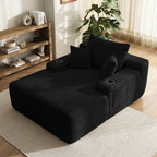 Yomsum Oversized Plush Chaise Lounge Sofa, Indoor Compressed Floor Lounger with 3 Pillows and Built-In Cup Holders, Comfortable Reading Couch for Living Room
