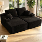 Oversized Double Lounge Chaise 69"W, Plush Upholstered Sleeper Sofa Bed with Cup Holders and Side Pockets, No Assembly Required