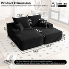Oversized Double Lounge Chaise 69"W, Plush Upholstered Sleeper Sofa Bed with Cup Holders and Side Pockets, No Assembly Required