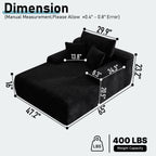 Oversized Corduroy Chaise Lounge Chair, Indoor Boneless Reading Sofa Bed with 3 Pillows, Wide Recliner Couch for Living Room