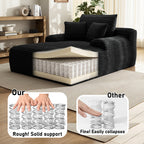 Oversized Corduroy Chaise Lounge Chair, Indoor Boneless Reading Sofa Bed with 3 Pillows, Wide Recliner Couch for Living Room