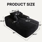67" Single Chaise Lounge,Black