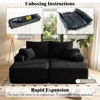 Oversized Double Lounge Chaise 69"W, Plush Upholstered Sleeper Sofa Bed with Cup Holders and Side Pockets, No Assembly Required