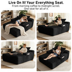 Yomsum Oversized Plush Chaise Lounge Sofa, Indoor Compressed Floor Lounger with 3 Pillows and Built-In Cup Holders, Comfortable Reading Couch for Living Room
