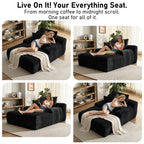 Oversized Corduroy Chaise Lounge Chair, Indoor Boneless Reading Sofa Bed with 3 Pillows, Wide Recliner Couch for Living Room
