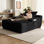 Yomsum Oversized Plush Chaise Lounge Sofa, Indoor Compressed Floor Lounger with 3 Pillows and Built-In Cup Holders, Comfortable Reading Couch for Living Room