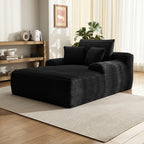 Oversized Corduroy Chaise Lounge Chair, Indoor Boneless Reading Sofa Bed with 3 Pillows, Wide Recliner Couch for Living Room