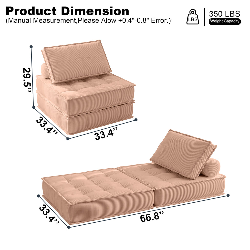 Foldable Couch Bed Single Sofa Chair with Pillow