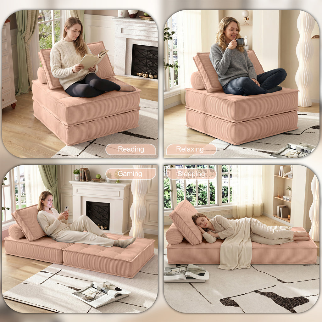 Foldable Couch Bed Single Sofa Chair with Pillow