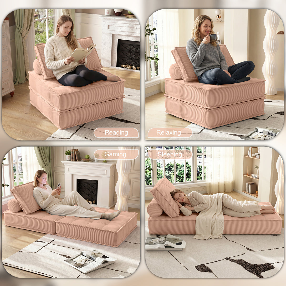 Foldable Couch Bed Single Sofa Chair with Pillow