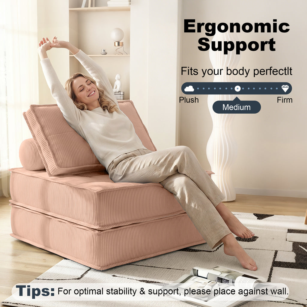 Foldable Couch Bed Single Sofa Chair with Pillow